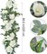 Flower Garland Rose Vine 4Pcs 28FT Artificial Floral Garland with Green Leaves Hanging Rose Vine for Wedding Party Garden Home Wall Decor (White)